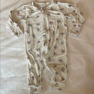 Gerber Cream Floral Zipper PJ  with Pink Flowers
